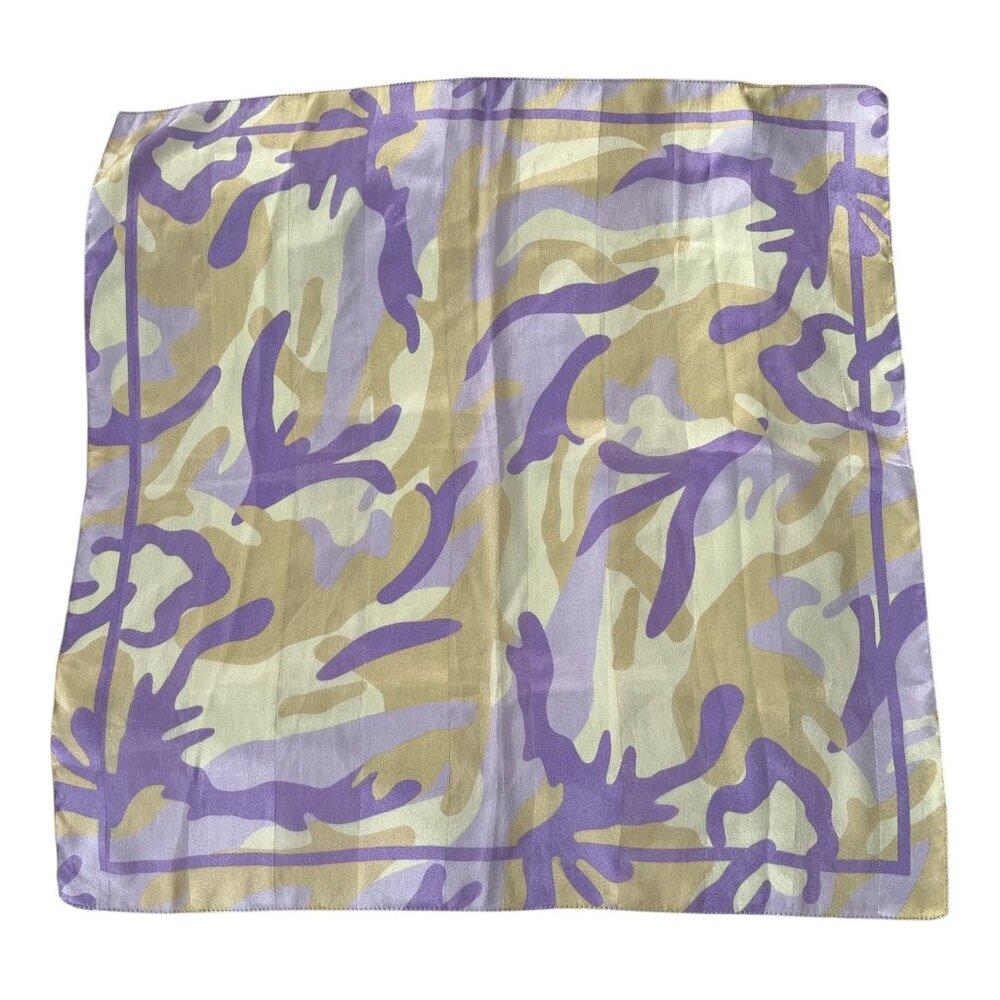 Vintage Symphony Scarfs Made in Italy Polyester Scarf – Purple Beige Abstract Pr